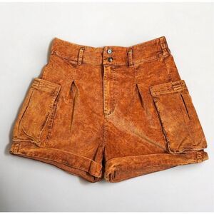 Oli & Hali High Waist Corduroy Rust Brown/ Orange Bohemian Shorts sz Large - uti